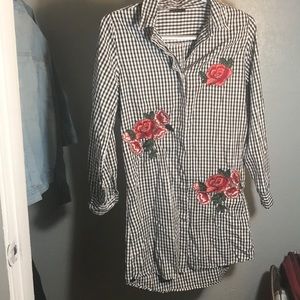 Black and White checkered dress with flower detail